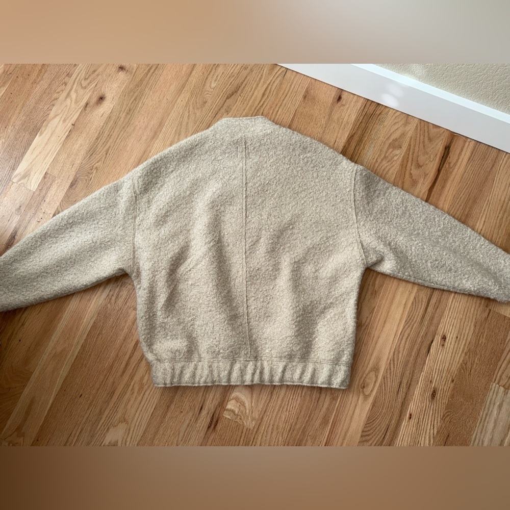 Zara Blogger Favorite Boucle Bomber Jacket Zip Cream Fuzzy Size XS - Small - Picture 11 of 12